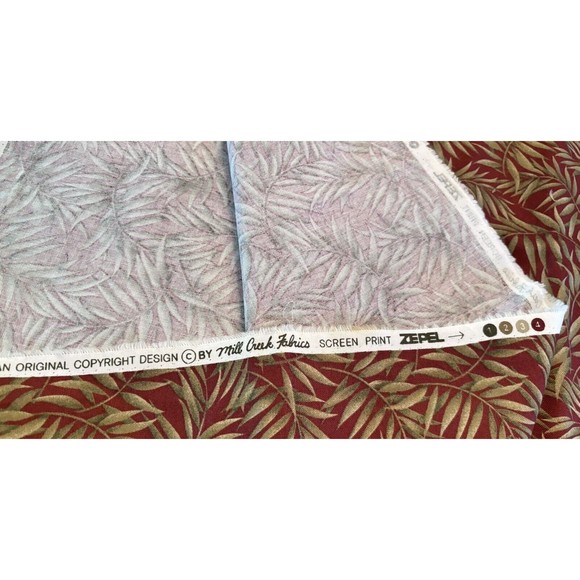 Mill Creek Fabrics Screen Print Zepel Upholstery Fabric Leaves Brown Beige Green - Picture 3 of 3